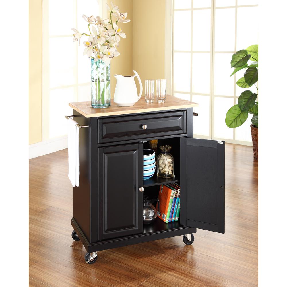 Compact Wood Top Kitchen Cart Black/Natural. Picture 3