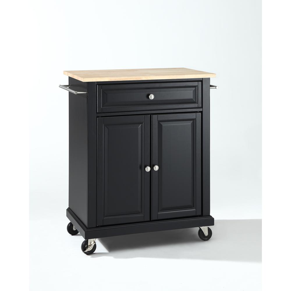 Compact Wood Top Kitchen Cart Black/Natural. Picture 1