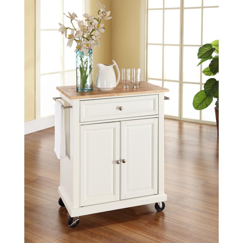 Compact Wood Top Portable Kitchen Island/Cart White/Natural. Picture 2