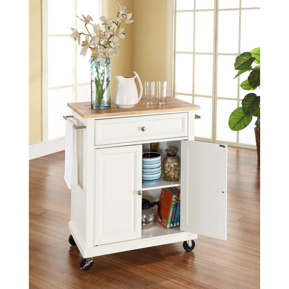 Compact Wood Top Portable Kitchen Island/Cart White/Natural. Picture 3