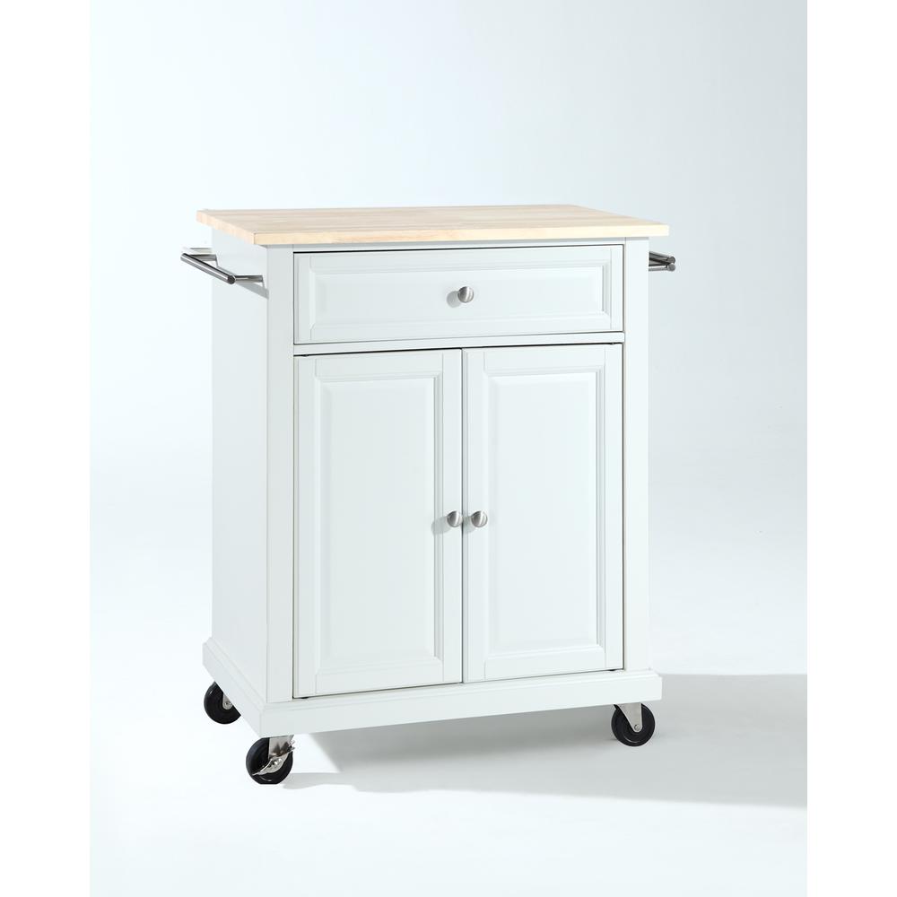 Compact Wood Top Kitchen Cart White/Natural. Picture 1