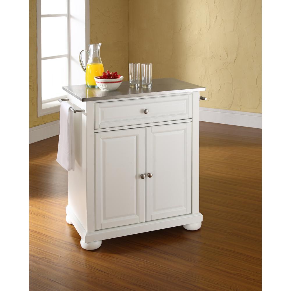 Alexandria Stainless Steel Top Portable Kitchen Island/Cart White/Stainless Steel. Picture 2