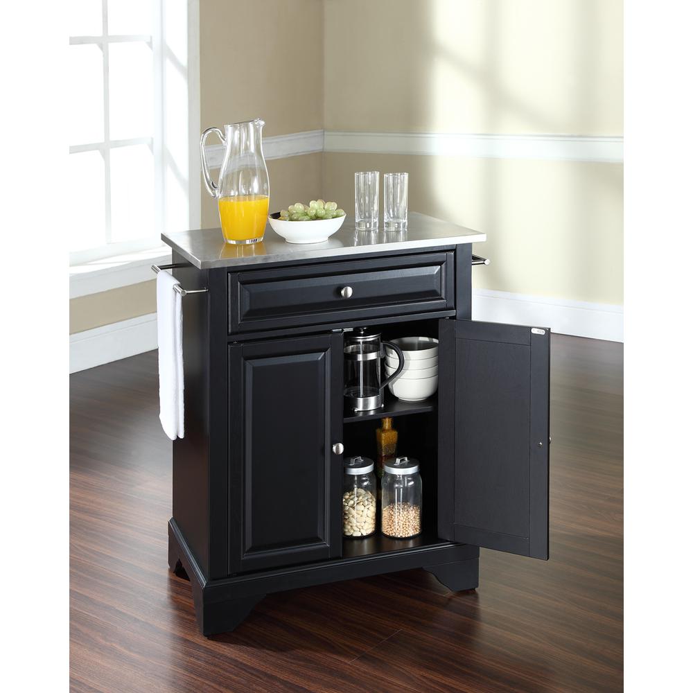 Lafayette Stainless Steel Top Portable Kitchen Island/Cart Black/Stainless Steel. Picture 3