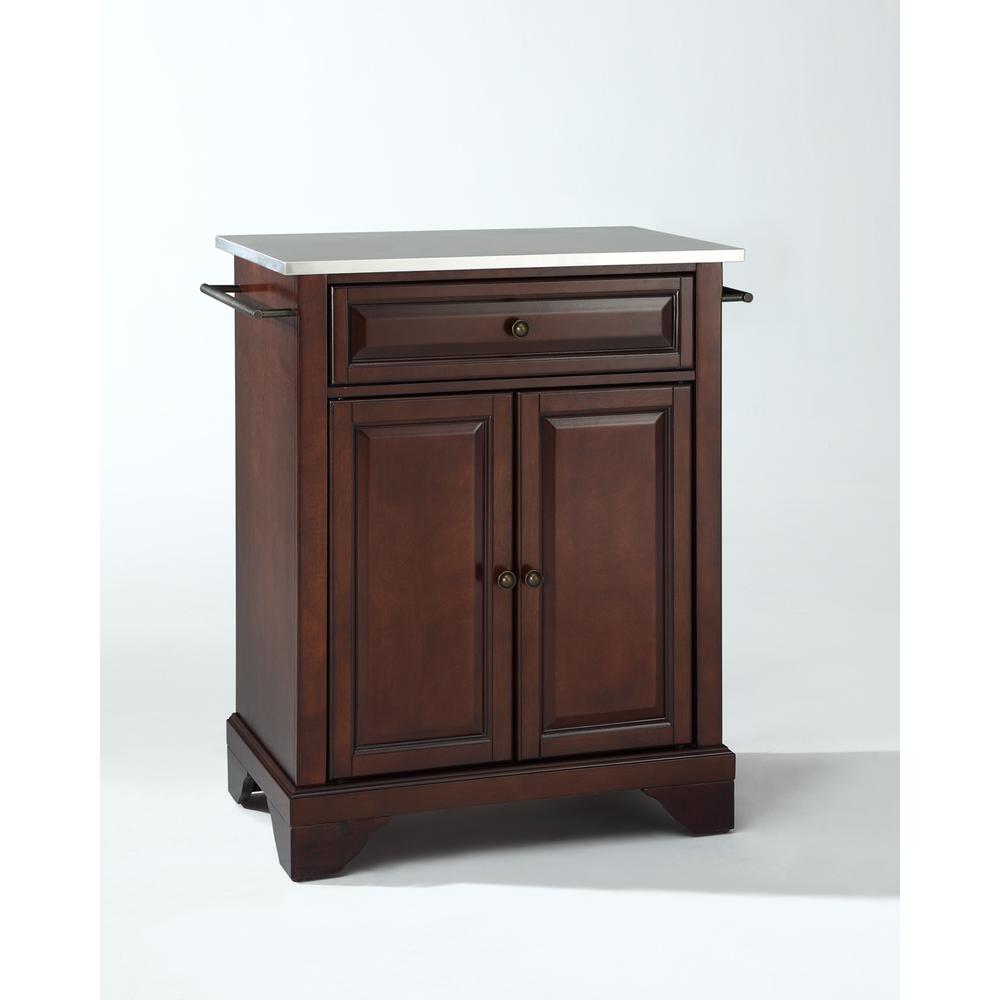 Lafayette Stainless Steel Top Portable Kitchen Island/Cart Mahogany/Stainless Steel. Picture 1