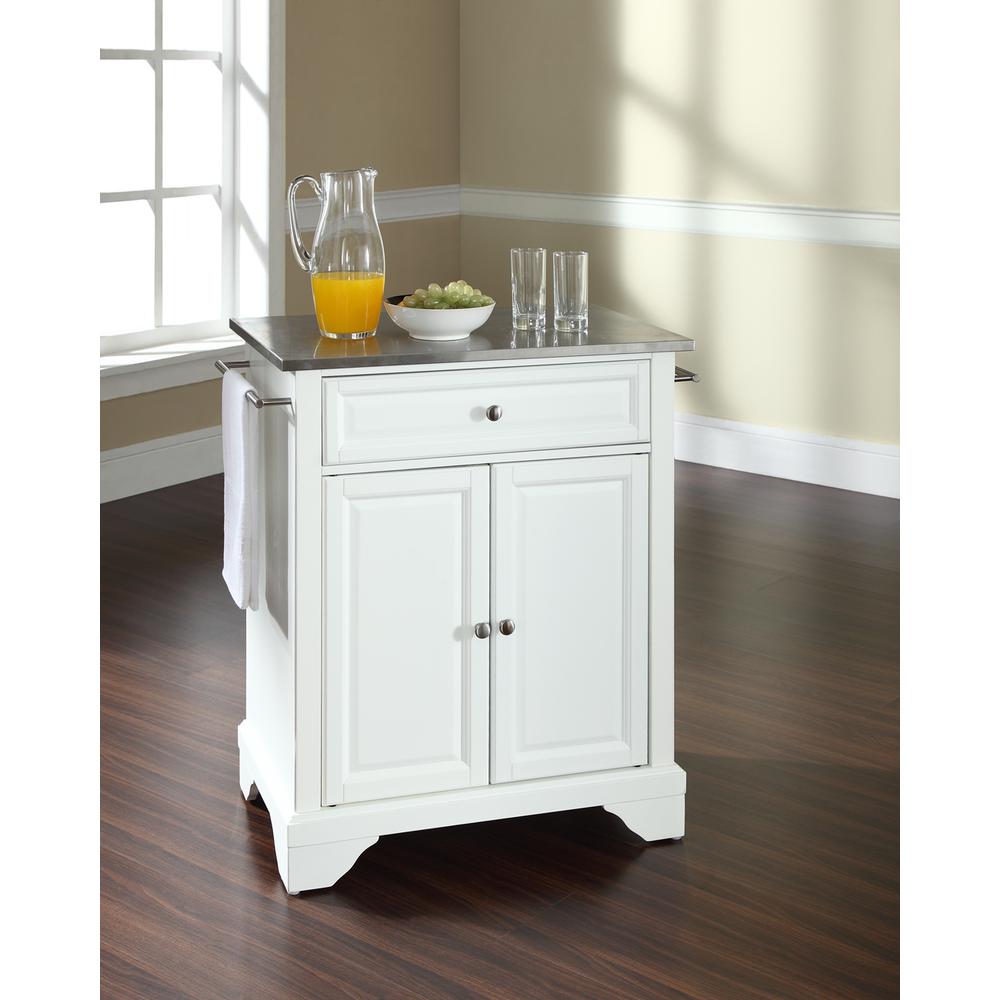 Lafayette Stainless Steel Top Portable Kitchen Island/Cart White/Stainless Steel. Picture 2