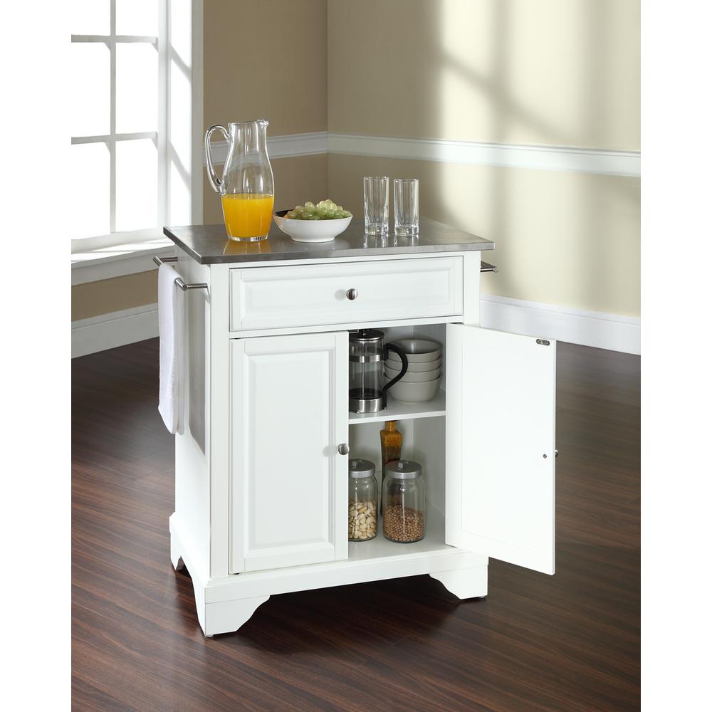 Lafayette Stainless Steel Top Portable Kitchen Island/Cart White/Stainless Steel. Picture 3