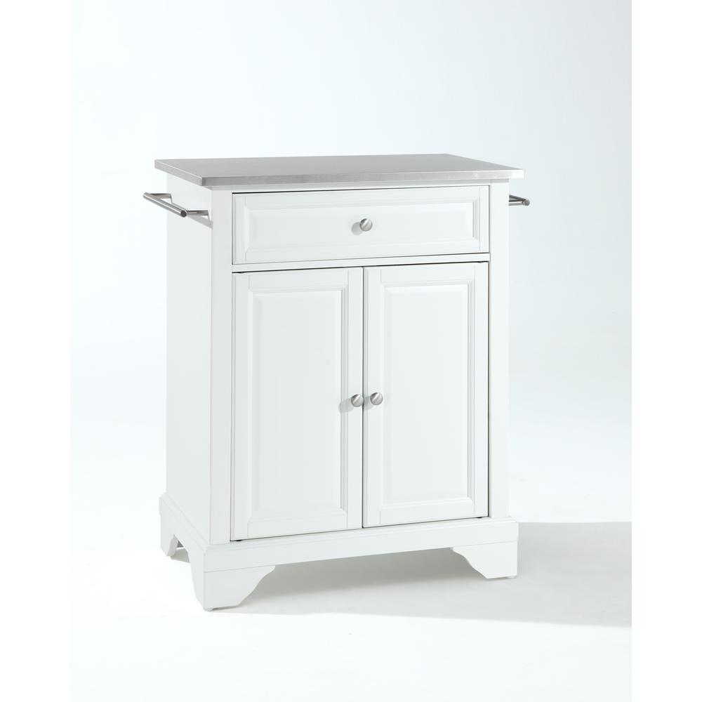 Lafayette Stainless Steel Top Portable Kitchen Island/Cart White/Stainless Steel. Picture 1