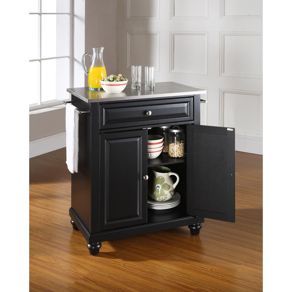 Cambridge Stainless Steel Top Portable Kitchen Island/Cart Black/Stainless Steel. Picture 3
