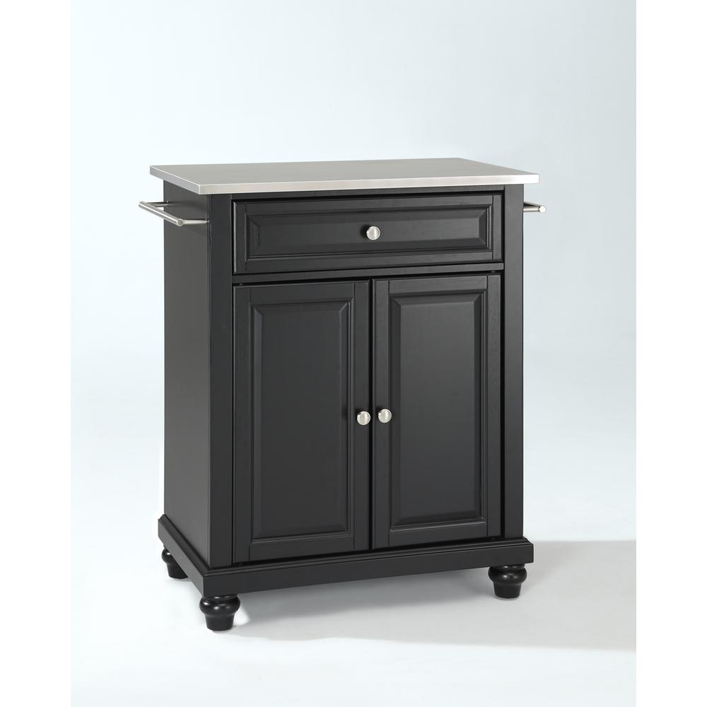 Cambridge Stainless Steel Top Portable Kitchen Island/Cart Black/Stainless Steel. Picture 1