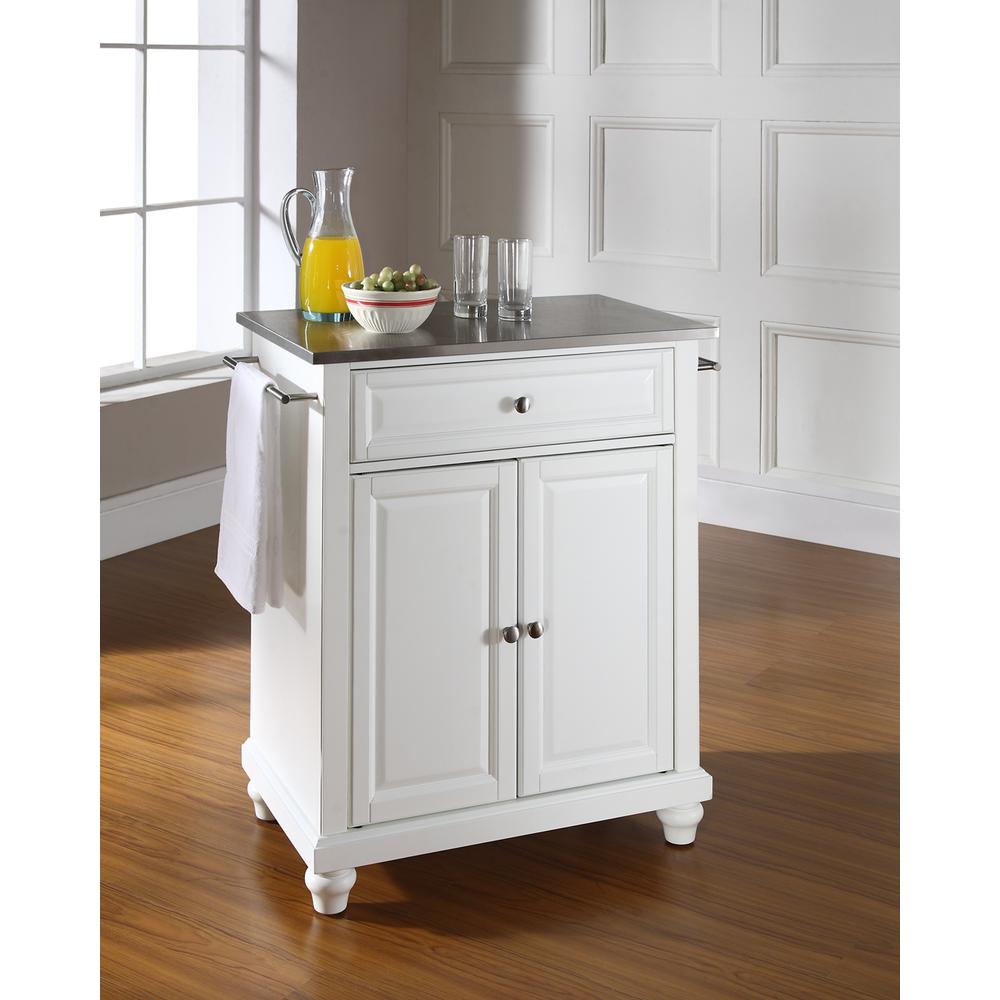 Cambridge Stainless Steel Top Portable Kitchen Island/Cart White/Stainless Steel. Picture 2