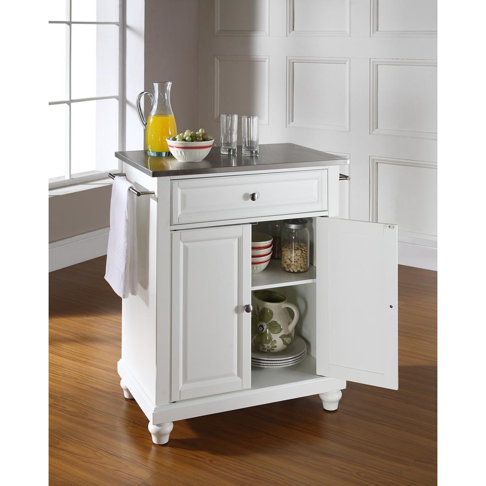 Cambridge Stainless Steel Top Portable Kitchen Island/Cart White/Stainless Steel. Picture 3