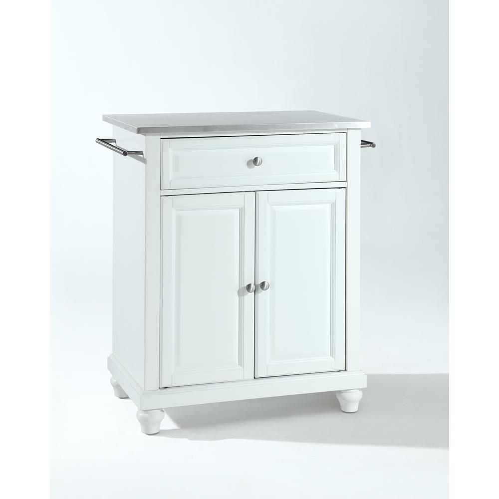 Cambridge Stainless Steel Top Portable Kitchen Island/Cart White/Stainless Steel. Picture 1