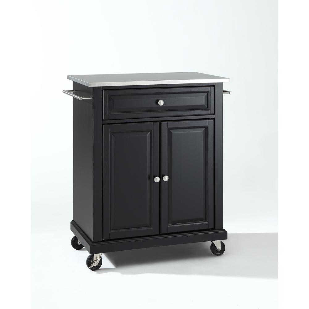Compact Stainless Steel Top Kitchen Cart Black/Stainless Steel. Picture 1