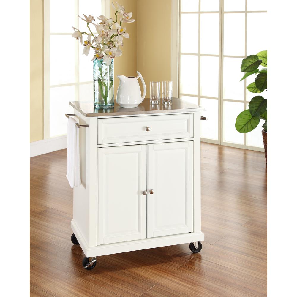 Compact Stainless Steel Top Portable Kitchen Island/Cart White/Stainless Steel. Picture 2