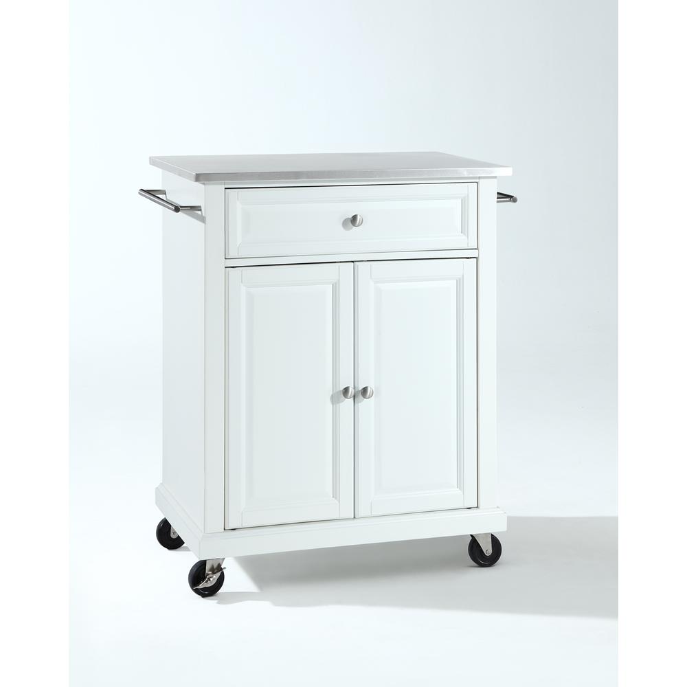 Compact Stainless Steel Top Portable Kitchen Island/Cart White/Stainless Steel. Picture 1