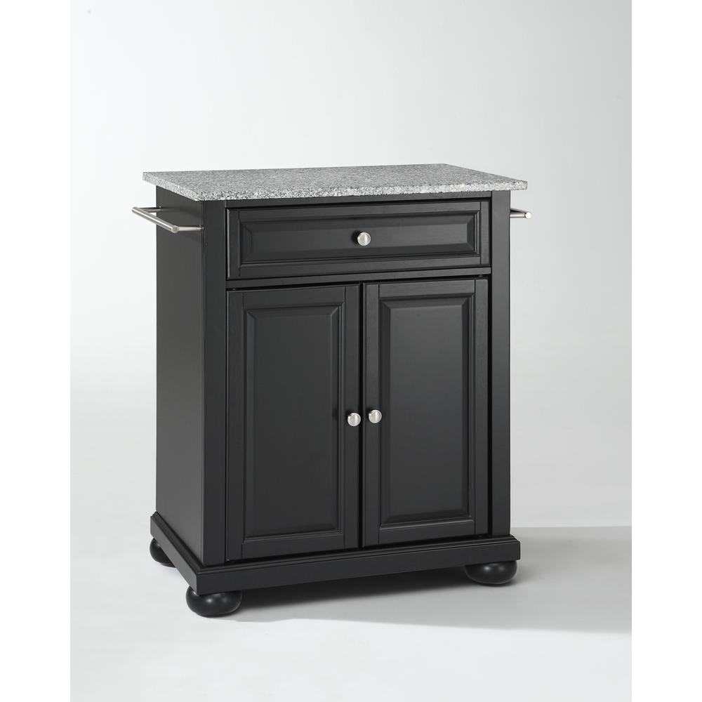 Alexandria Granite Top Portable Kitchen Island/Cart Black/Gray. Picture 1