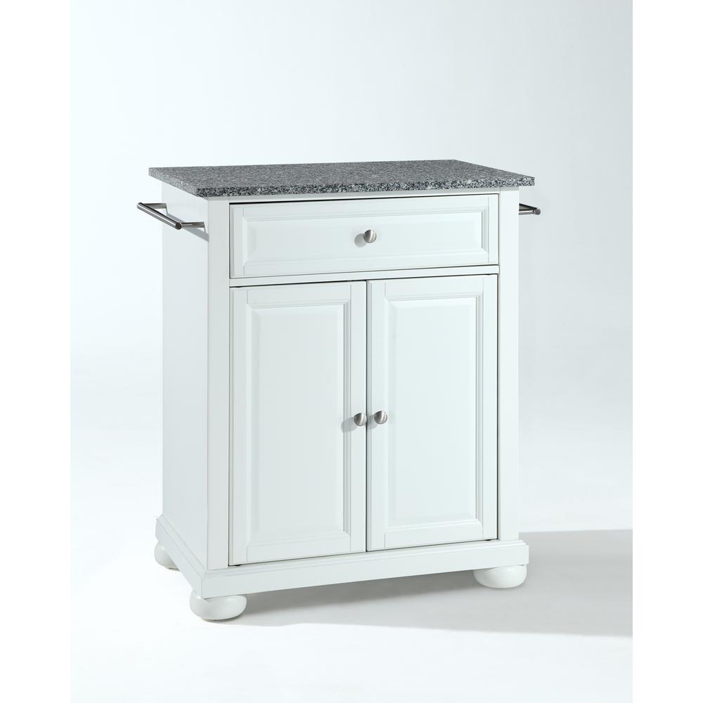Alexandria Granite Top Portable Kitchen Island/Cart White/Gray. Picture 1