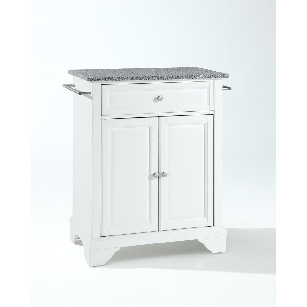 Lafayette Granite Top Portable Kitchen Island/Cart White/Gray. Picture 1