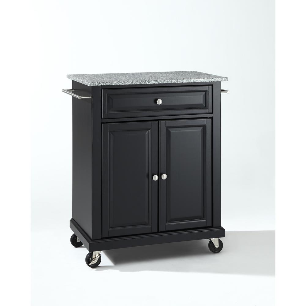 Compact Granite Top Portable Kitchen Island/Cart Black/Gray. Picture 1
