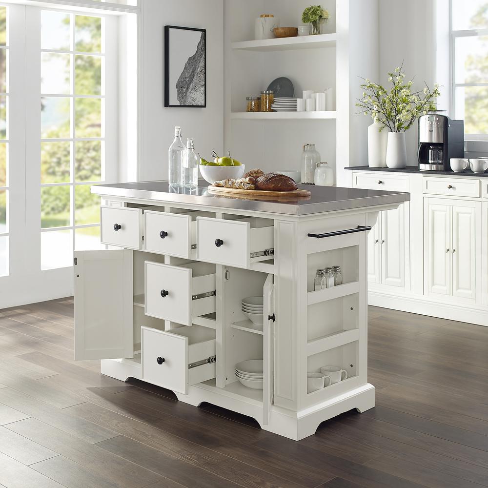 Julia Kitchen Island White/Stainless Steel. Picture 2