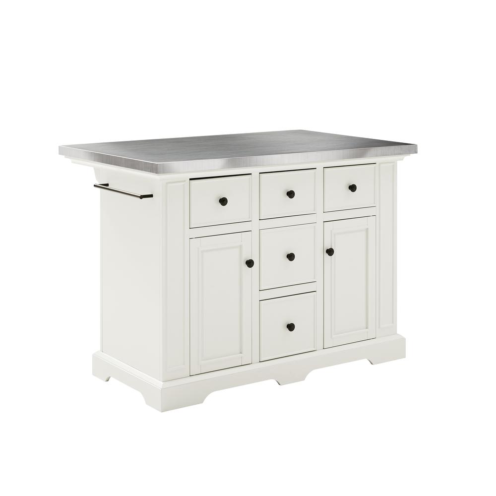 Julia Kitchen Island White/Stainless Steel. Picture 5