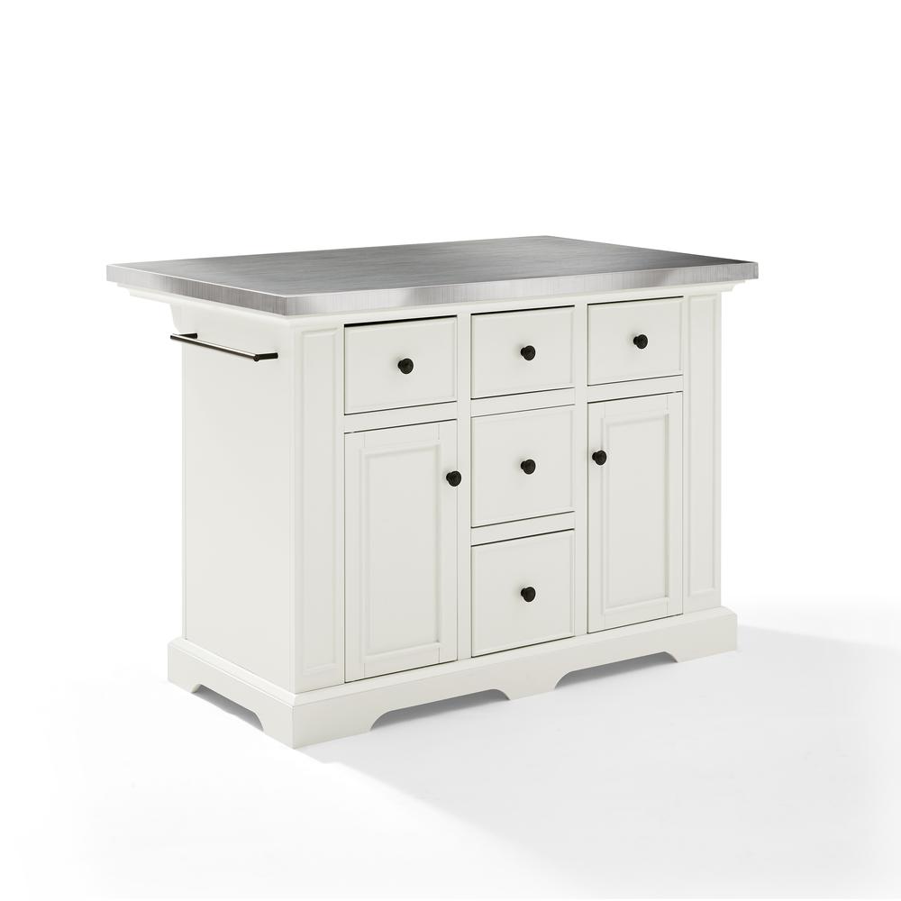 Julia Stainless Steel Top Kitchen Island White/Stainless Steel. Picture 2
