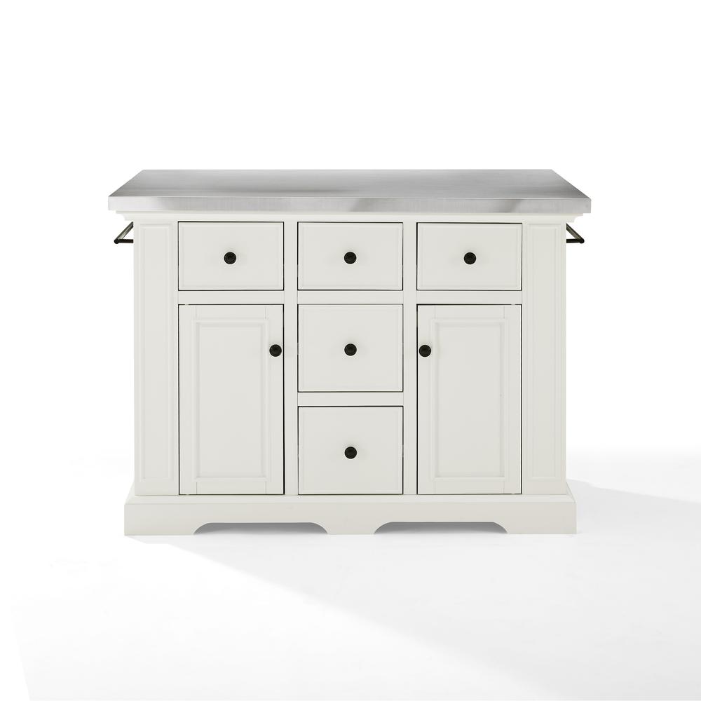 Julia Stainless Steel Top Kitchen Island White/Stainless Steel. Picture 3