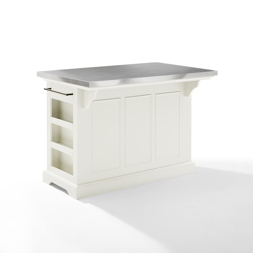 Julia Stainless Steel Top Kitchen Island White/Stainless Steel. Picture 6