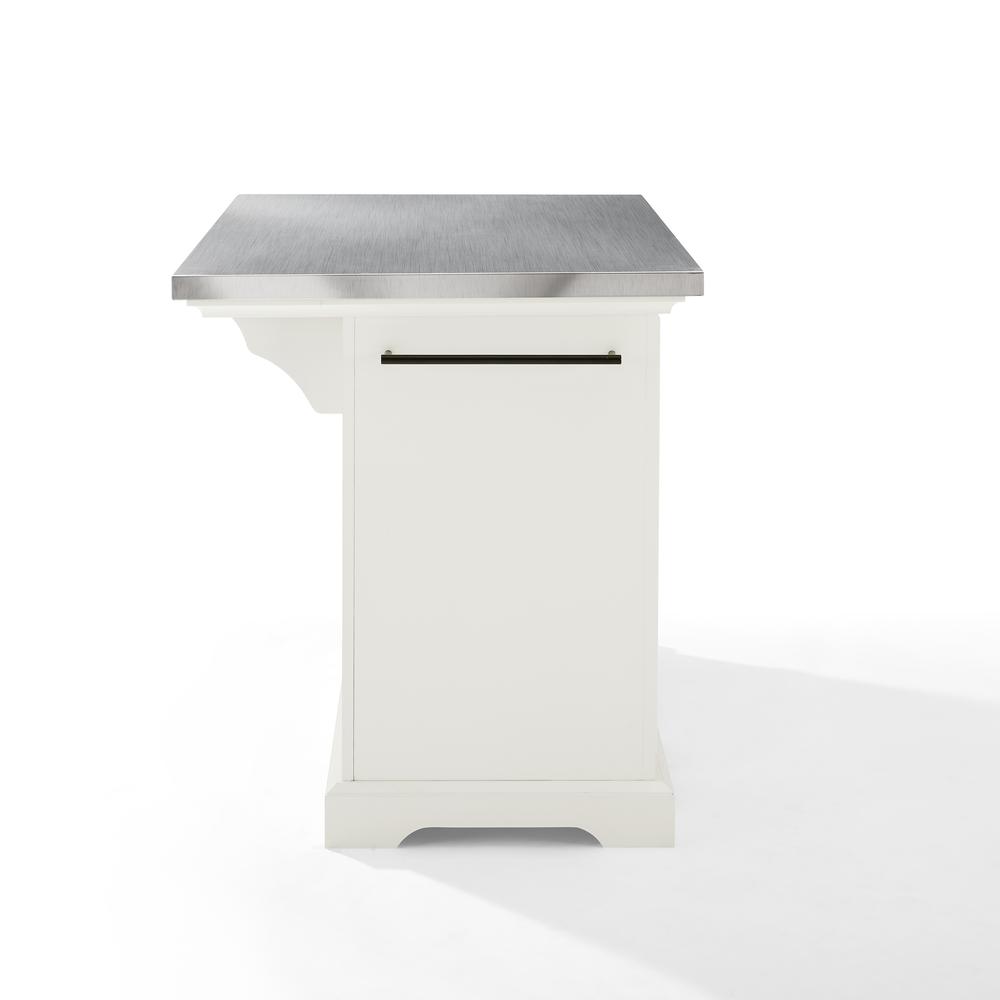 Julia Stainless Steel Top Kitchen Island White/Stainless Steel. Picture 8