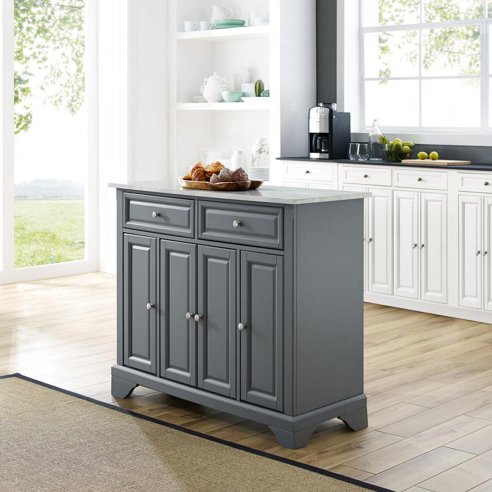 Avery Kitchen Island Distressed Gray. Picture 2