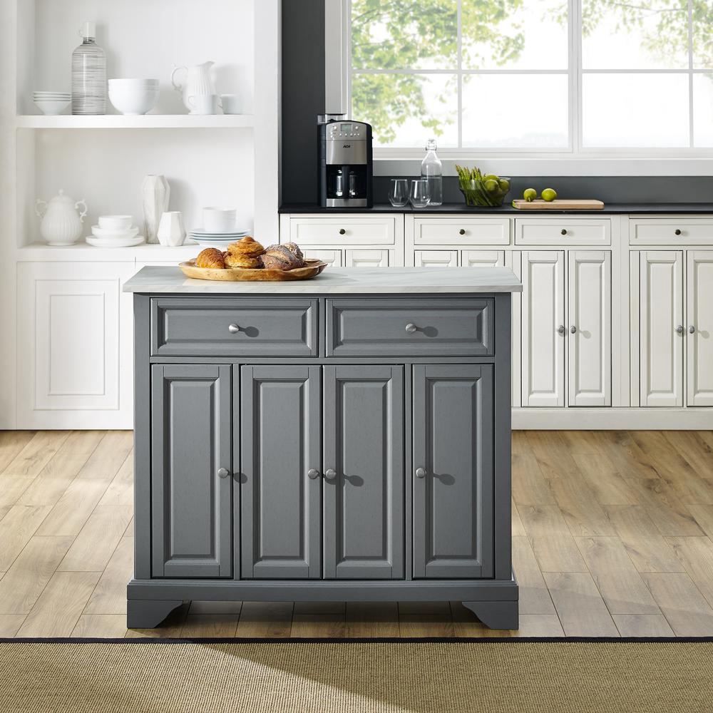 Avery Kitchen Island Distressed Gray. Picture 3