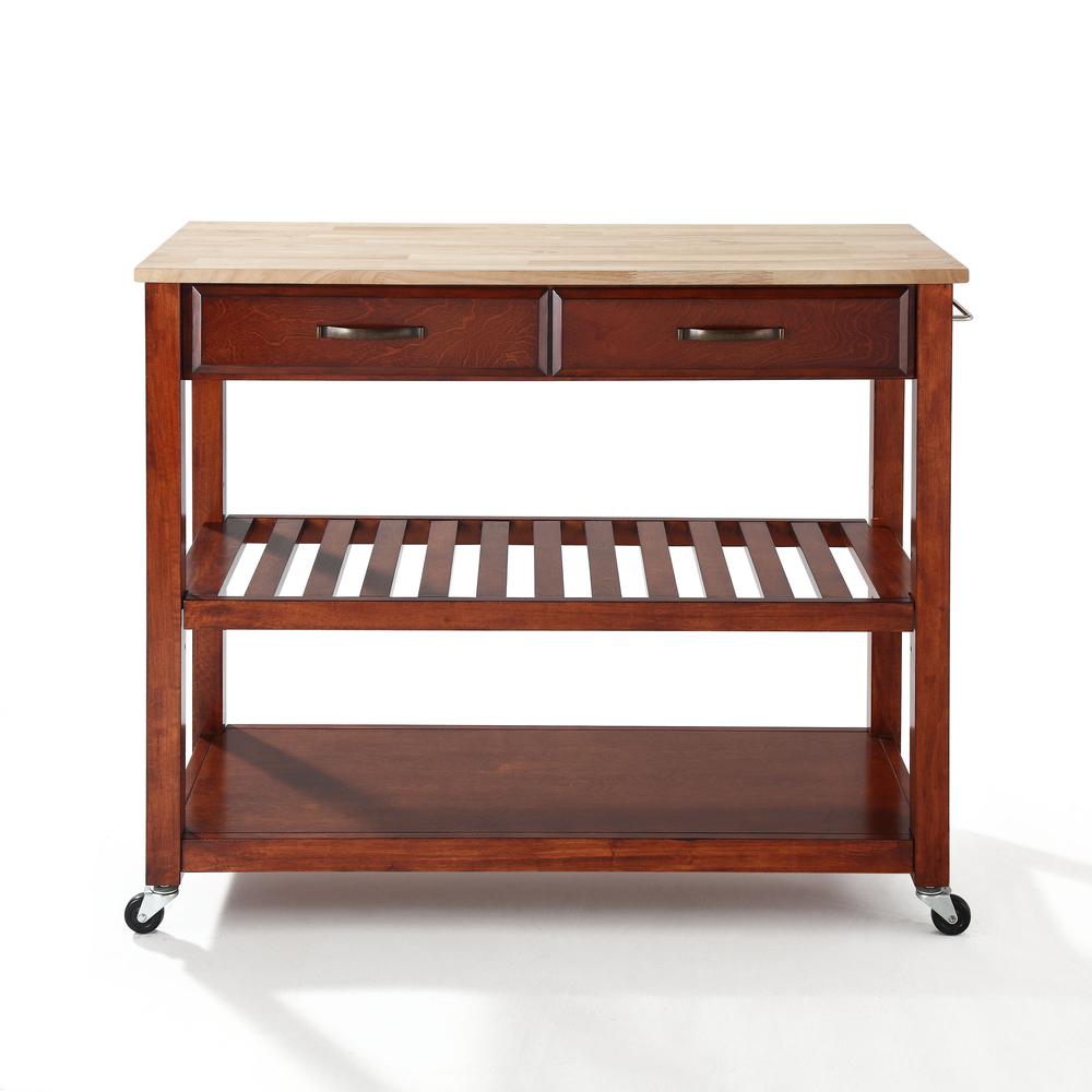 Wood Top Kitchen Prep Cart Cherry/Natural. Picture 6