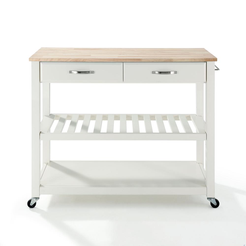 Wood Top Kitchen Prep Cart White/Natural. Picture 7