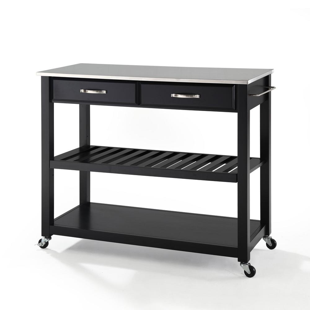 Stainless Steel Top Kitchen Prep Cart Black/Stainless Steel. Picture 1