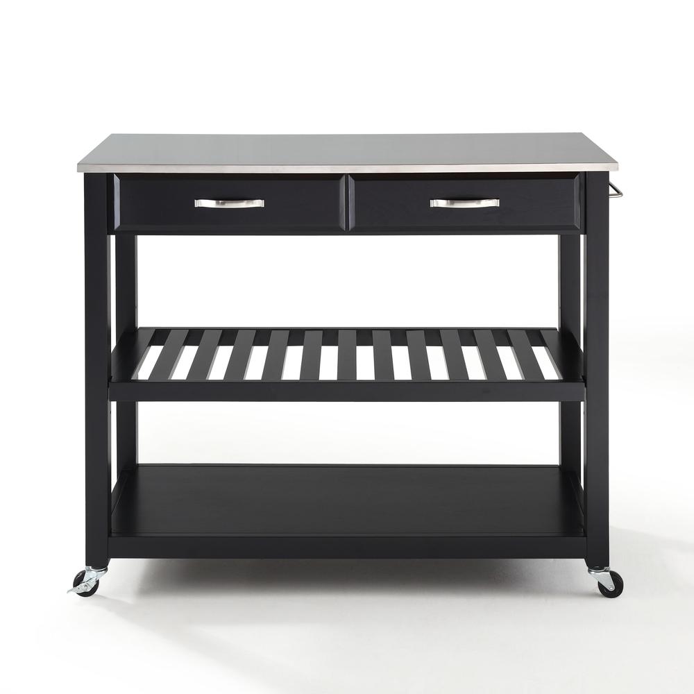 Stainless Steel Top Kitchen Cart W/Opt Stool Storage Black/Stainless Steel. Picture 6