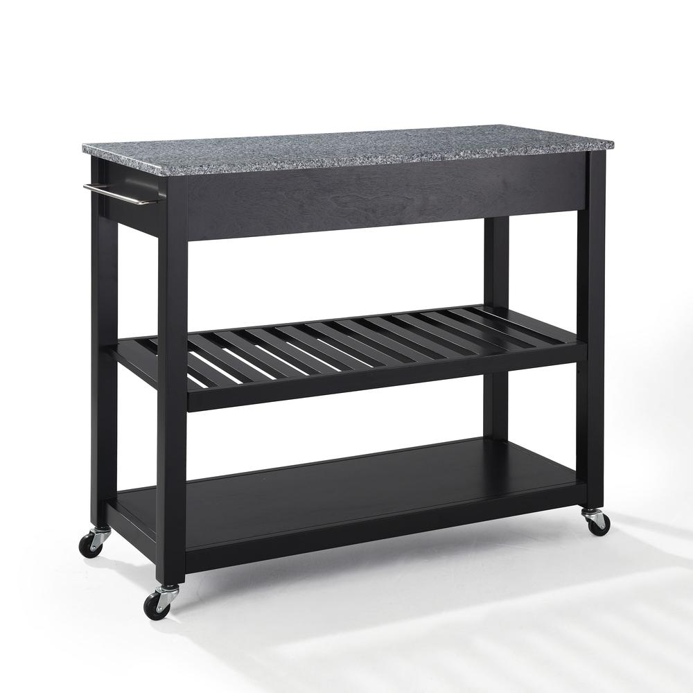 Granite Top Kitchen Cart W/Opt Stool Storage Black/Gray. Picture 5