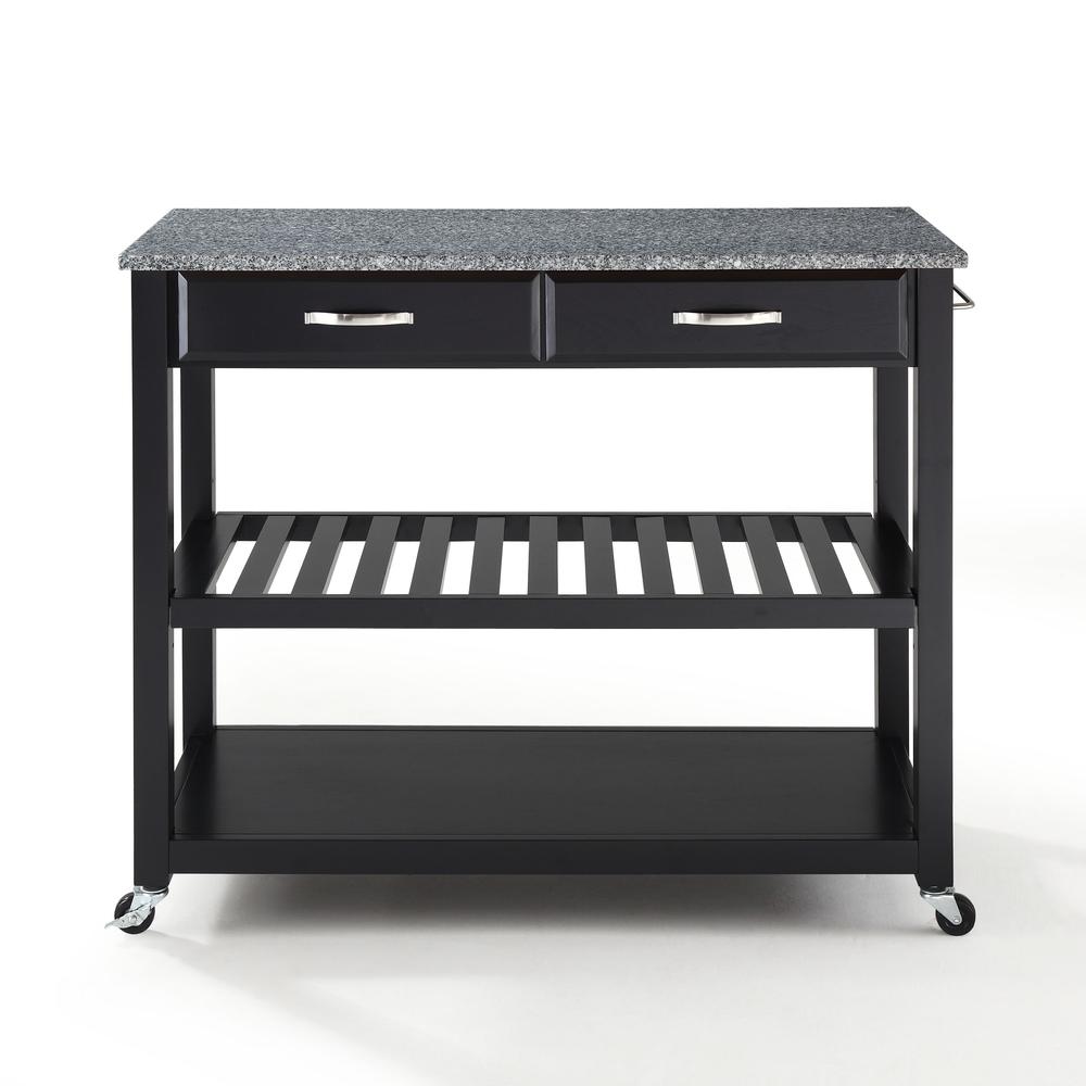 Granite Top Kitchen Cart W/Opt Stool Storage Black/Gray. Picture 6