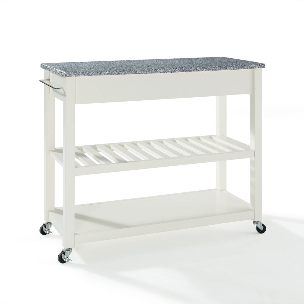 Granite Top Kitchen Cart W/Opt Stool Storage White/Gray. Picture 6