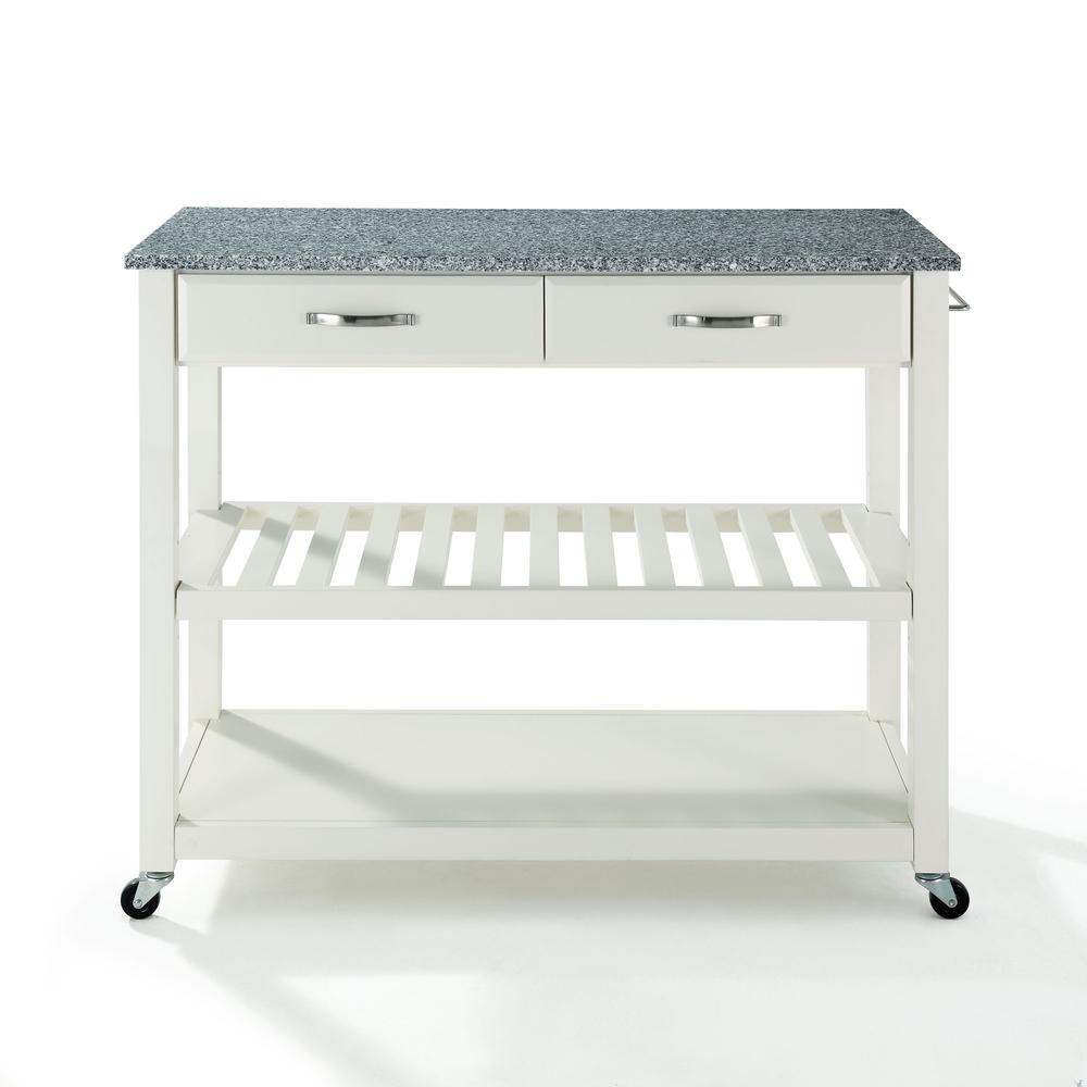Granite Top Kitchen Cart W/Opt Stool Storage White/Gray. Picture 7