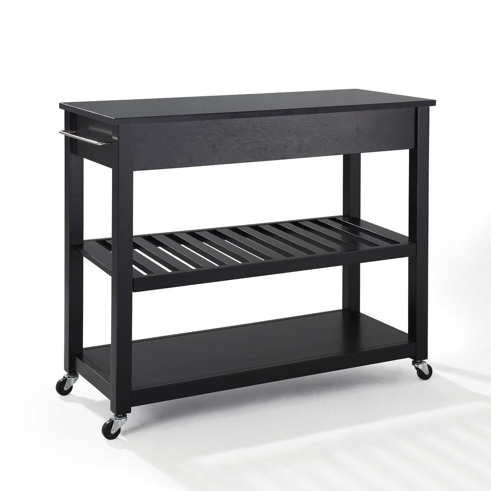 Granite Top Kitchen Cart W/Opt Stool Storage Black/Black. Picture 5