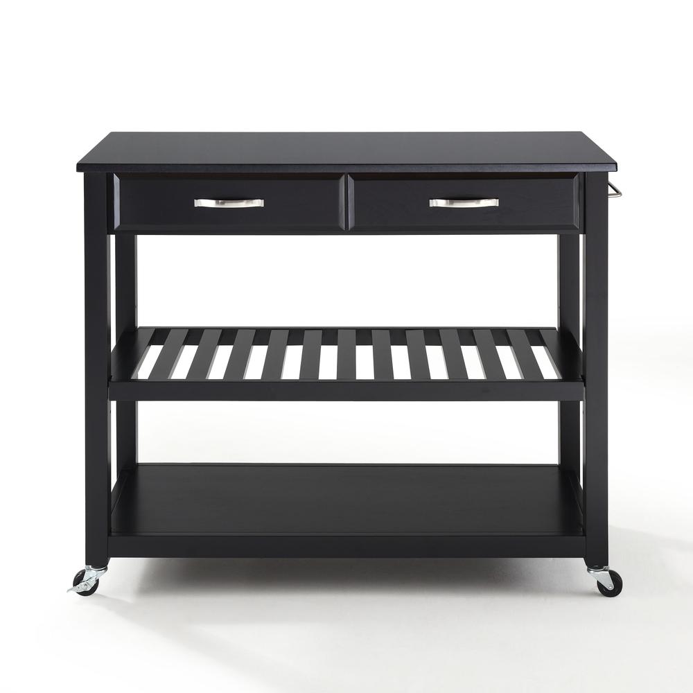 Granite Top Kitchen Cart W/Opt Stool Storage Black/Black. Picture 6