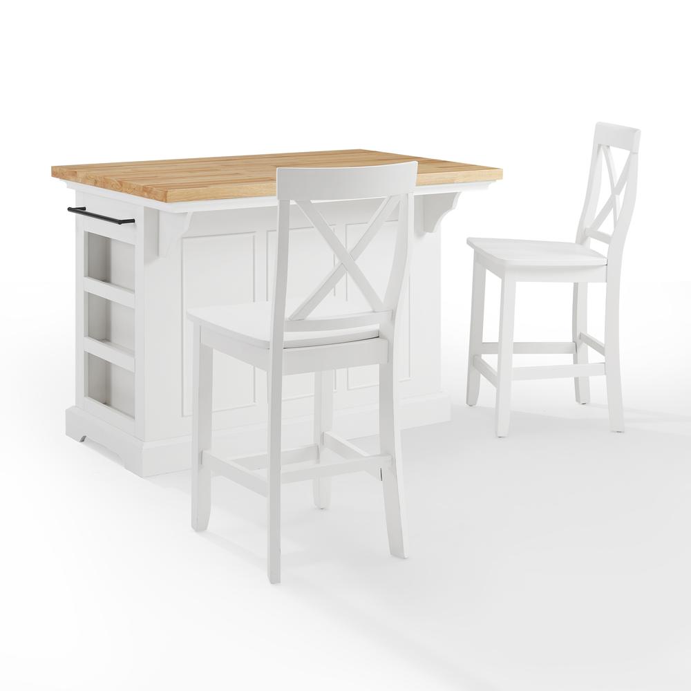 Julia Wood Top Island W X Back Stools White White Island 2 Stools