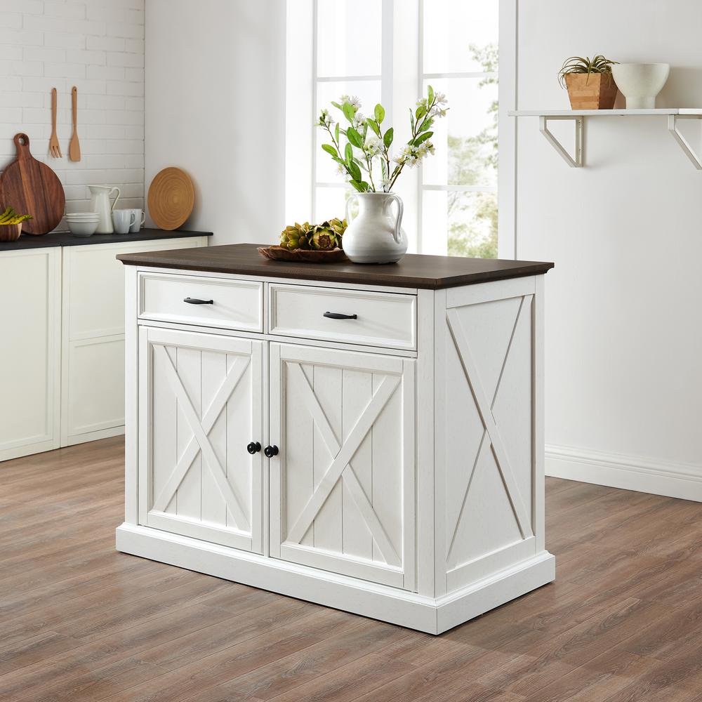 Clifton Kitchen Island Distressed White/Brown. Picture 5