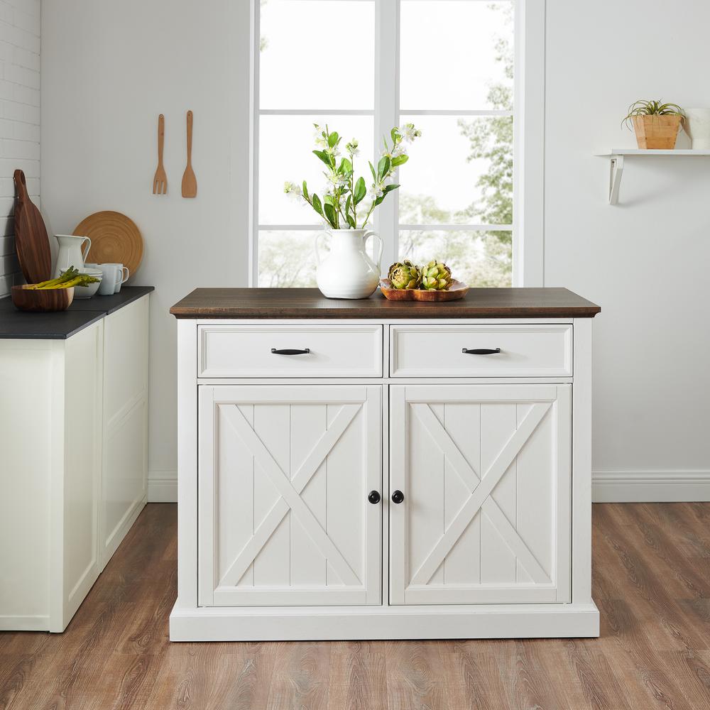 Clifton Kitchen Island Distressed White/Brown. Picture 6