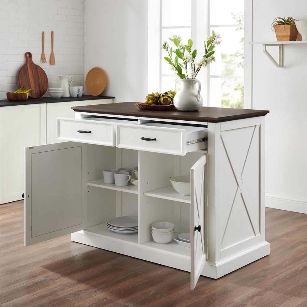 Clifton Kitchen Island Distressed White/Brown. Picture 7