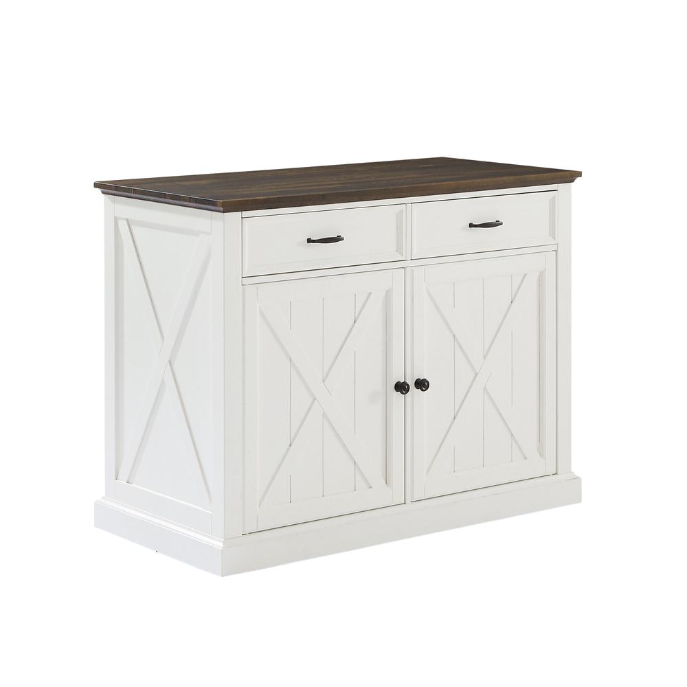 Clifton Kitchen Island Distressed White/Brown. Picture 1