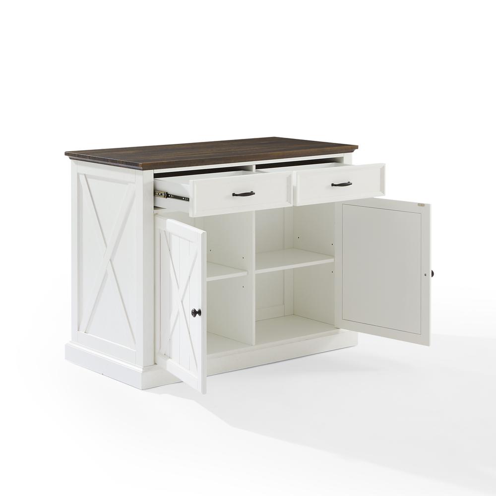Clifton Kitchen Island Distressed White/Brown. Picture 3