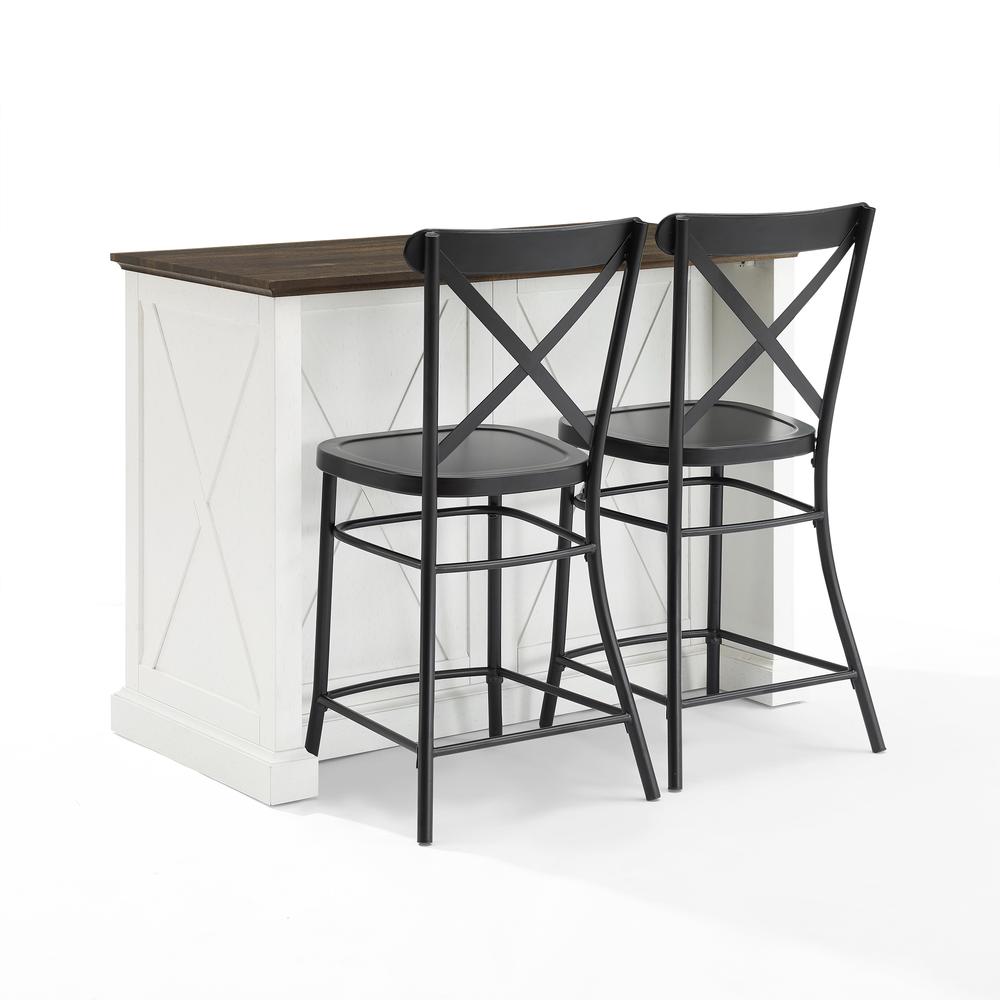 Clifton Kitchen Island W/Camille Stools Distressed White/Black - Kitchen Island & 2 Stools. Picture 11