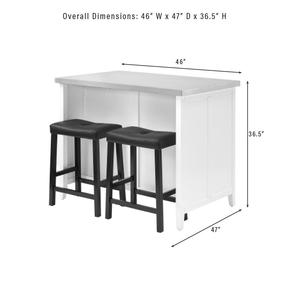 cuisine kitchen island with stainless steel top - White