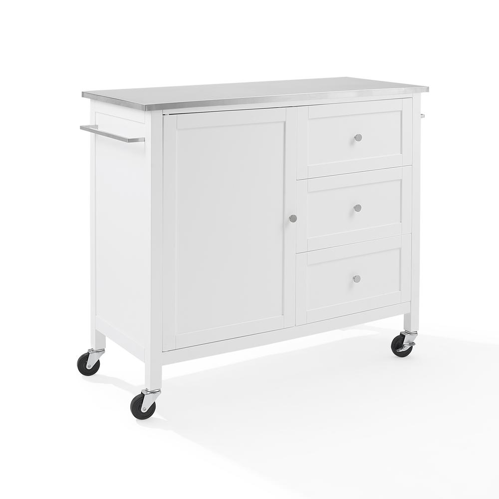 Soren Stainless Steel Top Kitchen Island/Cart White/Stainless Steel. Picture 10